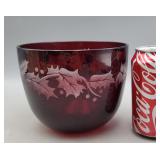 Red Glass Planter Bowl