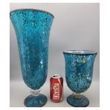 Pair of Crackle Vases 15" & 9 1/2" tall