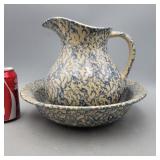 Vintage spongeware pitcher and