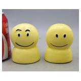 Vintage 1970s ceramic Smiley Face salt and pepper