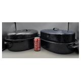 Pair of Enamel Roasting Pans & Lids