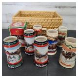 Budweiser Steins w Basket; one stein w Box