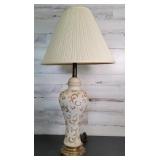 Vintage Ceramic Lamp 34", Shade dusty