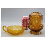 Indiana Amber Glass Fairy Lamp & Candy Dish