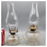 Oil lamps, lot of 2, (1) stamped "Lamplight