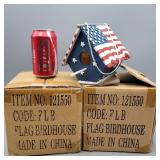 Flag birdhouses,1 open w/box,1 in Unopened box