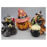 Ceramic Witches - One Lighted