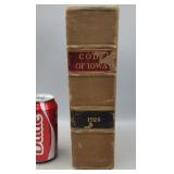 Book,Code of Iowa,1924,law book,1 loose index