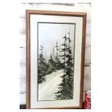 Framed Skiing Painting 14.5"  ï¿½  24.5"