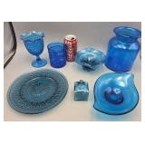 Blue Glass Dishes Cup Canister