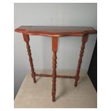 Wooden demilune accent table, 24"H x 10"D x22"W,