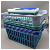 Group of Plastic Storage Baskets