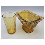Pair of Amber Glass Pieces