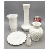 Milk Glass - Vases Plate Bottle