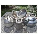 Group of Wear Ever Pots, Enamelware Bowl, etc.