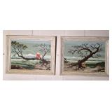 Pair of Fisherman Framed Art 26.5x23