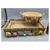 Pair of Floral Wicker Baskets - Philippines