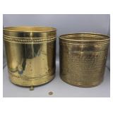 Brass planters(2) 9" & 10.5" tall