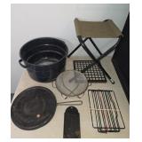 Camping misc,skillet,cookpot,more