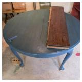 Painted Table w 2 Leaves 47D, each Leaf 9"