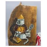 Wood Hand Panted Art 10"ï¿½13.5 Signed 1977