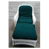White Wicker Chair With Ottoman Green Cushions White Wicker Chair With Ottoman Green Cushions