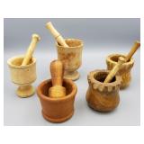 GROUP OF WOOD MORTAR & PESTLE'S GROUP OF WOOD MORTAR & PESTLE'S