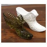 White Hobnail, Green Glass shoes both have cat White Hobnail, Green Glass shoes both have cat