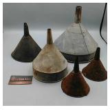 Lot of 5 Funnels 2 Galvanized 3 Metal Lot of 5 Funnels 2 Galvanized 3 Metal