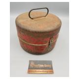 VINTAGE RED HINGED METAL CAN VINTAGE RED HINGED METAL CAN