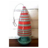 Ceramic Bird Feeder Blue Red and Pink 14' tall Ceramic Bird Feeder Blue Red and Pink 14' tall