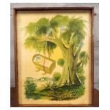 Vintage Wood Storybook Picture Rock-a-Bye Baby on Vintage Wood Storybook Picture Rock-a-Bye Baby on