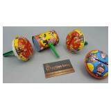 SET OF 4 VINTAGE TIN NOISEMAKERS SET OF 4 VINTAGE TIN NOISEMAKERS