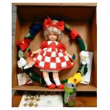 1997 Lenci Cloth Doll & Wreath Lenci Logo 1997 Lenci Cloth Doll & Wreath Lenci Logo