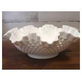 Fenton Milk Glass Hobnail Large Bowl 11' wide Fenton Milk Glass Hobnail Large Bowl 11' wide