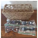 Small Wicker Basket with 4 Pairs of Sunglasses Small Wicker Basket with 4 Pairs of Sunglasses