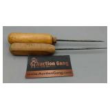 2 Vintage Wood Handled Ice Picks 2 Vintage Wood Handled Ice Picks