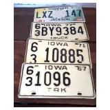 Vintage Lot of 3 License Plates & One Vintage Lot of 3 License Plates & One