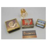 MISC TRINKET BOXES & GLASS DOG FIGURINE MISC TRINKET BOXES & GLASS DOG FIGURINE