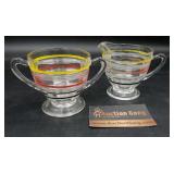VINTAGE STRIPED GLASS CREAM & SUGAR VINTAGE STRIPED GLASS CREAM & SUGAR