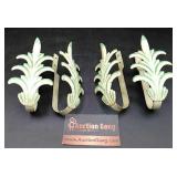 4 Vintage Leaf Tin Wall Hooks 4 Vintage Leaf Tin Wall Hooks