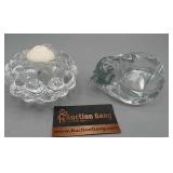 2 Heavy Glass Candle Holders Cat & Bubbles 2 Heavy Glass Candle Holders Cat & Bubbles