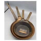 LOT OF 4 NATIONAL & GOLD HANDLE SKILLETS - LOT OF 4 NATIONAL & GOLD HANDLE SKILLETS -