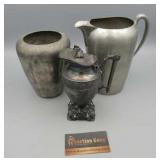 SET OF 3 PEWTER, ALUMINUM & SILVERPLATE ITEMS SET OF 3 PEWTER, ALUMINUM & SILVERPLATE ITEMS