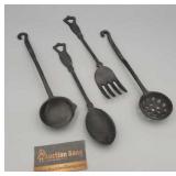 SET OF 4 CAST IRON SERVING UTENSILS SET OF 4 CAST IRON SERVING UTENSILS