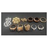 (8) Assorted Ladies Rings & (3) Pins