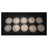 (10) U.S. Liberty Head "V" Nickels