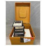 Plastic Box With 8-Track Tapes & 45ï¿½s