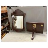 Wood-Framed Mirror, Wooden Shelf, Mirror 18" x 12ï¿½