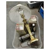 Box Lot With Lamp, Light Fixtures, Thermos, Lamp